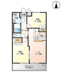 サンライズ・ガーデン 2LDKの間取図画像