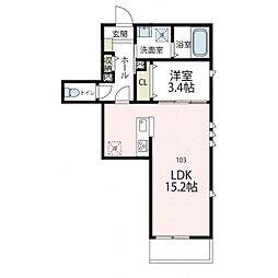 セプテンバー浜町 1LDKの間取図画像