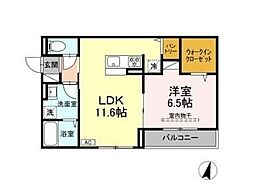 ソフィア栢山 1LDKの間取図画像