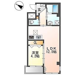 アーバンクレスト 1LDKの間取図画像