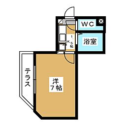 オルテンシア 1Kの間取図画像