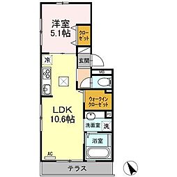 メゾンボナールA 1LDKの間取図画像