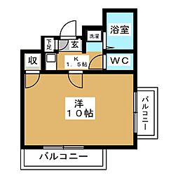 パークヒルズ 1Kの間取図画像