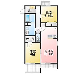 リブリ・フェリス鹿島 2LDKの間取図画像