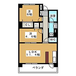 グラディート町田 2LDKの間取図画像