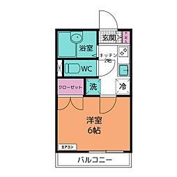 メイフラット2 1Kの間取図画像