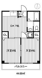 練馬マンション 2DKの間取図画像