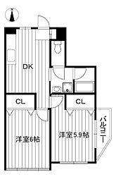 オレンジコートイタバシ 2DKの間取図画像