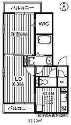 ラフィーネ氷川台 1LDKの間取図画像
