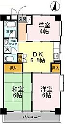 長瀬第1マンション 3DKの間取図画像