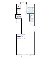 アトリエツー 2階ワンルームの間取り