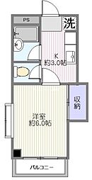 ローズリッチ都立大 1Kの間取図画像