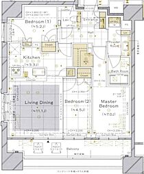 ドレッセ都立大学 3LDKの間取図画像