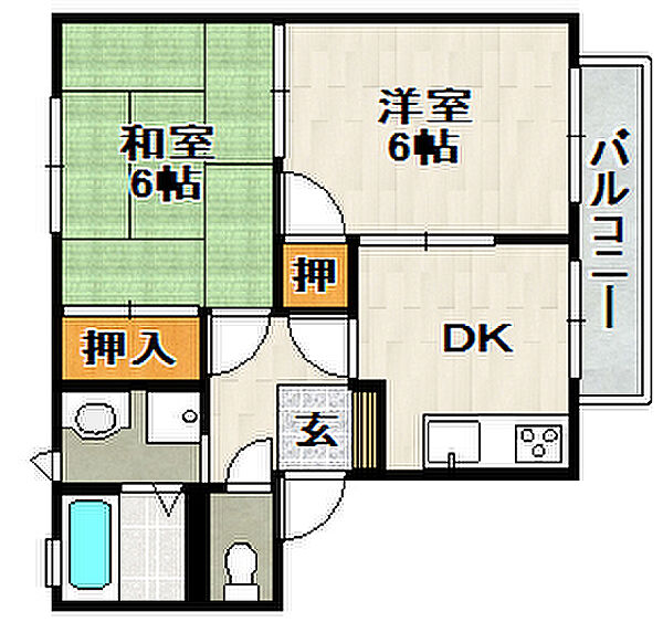 パークヴィレッジ ？？？号室（203）｜兵庫県宝塚市山本東2丁目(賃貸アパート2DK・2階・42.25㎡)の写真 その2