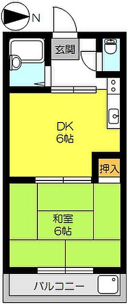 固城ビル ｜佐賀県佐賀市大財1丁目(賃貸アパート1DK・2階・26.48㎡)の写真 その2