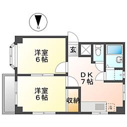 ファミール小林 2DKの間取図画像