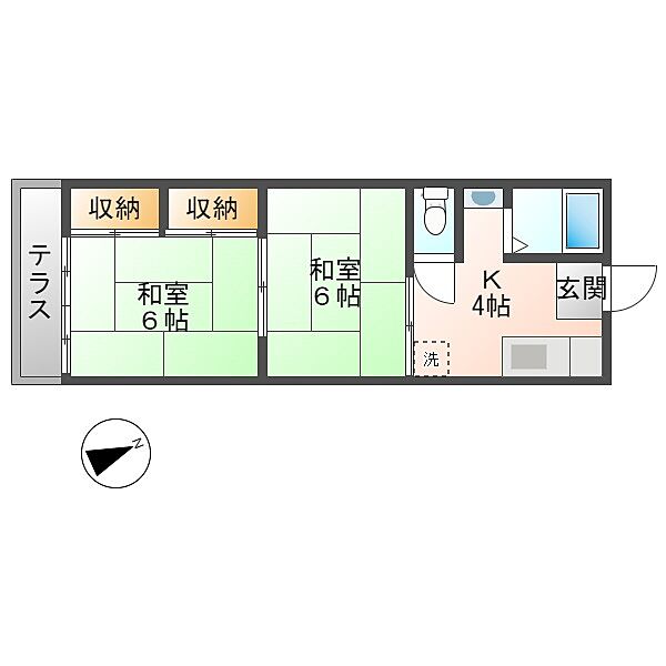 コーポ中山 ｜神奈川県横浜市鶴見区矢向４丁目(賃貸アパート2K・1階・36.40㎡)の写真 その2