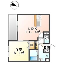 サニードエルII 1LDKの間取図画像