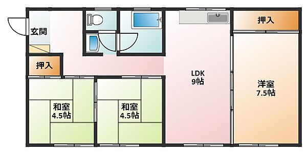 祇園コーポ 502｜三重県四日市市西浦1丁目(賃貸マンション3DK・5階・63.50㎡)の写真 その2