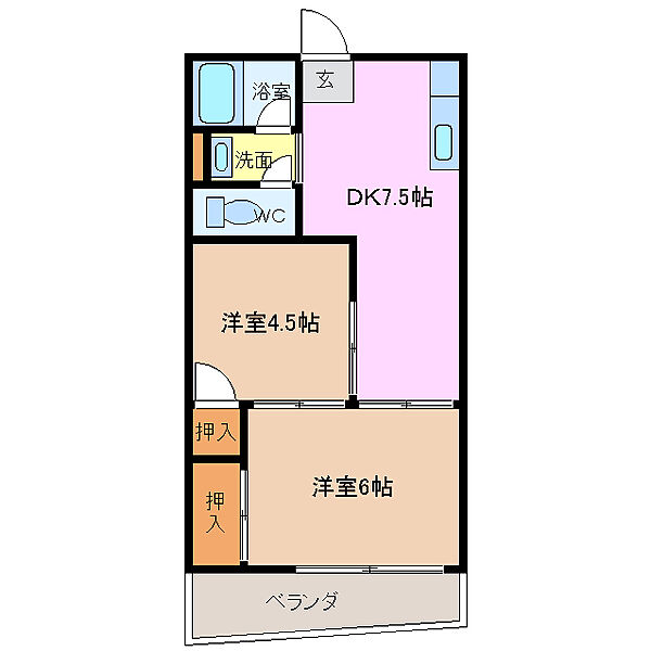 林ビル 307｜三重県四日市市堀木1丁目(賃貸マンション2DK・3階・40.94㎡)の写真 その2