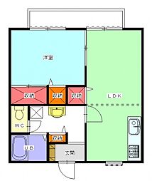 ボナールA 1LDKの間取図画像
