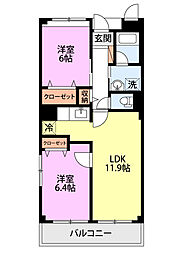 グランデ 2LDKの間取図画像
