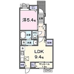 プリマ オランジェ 1LDKの間取図画像
