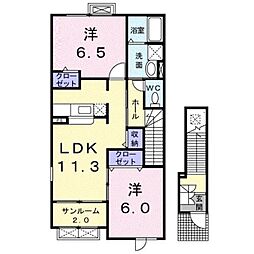 ドリームドームA 2LDKの間取図画像