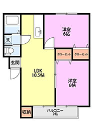 フラワーハイツ優 2LDKの間取図画像