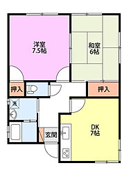 第6コーポグリーン 2DKの間取図画像