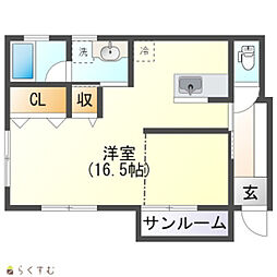 ラ・タミデンス ワンルームの間取図画像