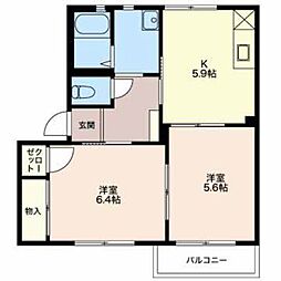 ピュアコスモA 2Kの間取図画像
