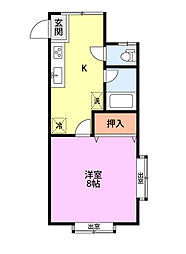 メゾン・ド・ソレイユ 1Kの間取図画像