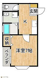丸正ハイツB 1Kの間取図画像