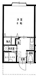 リバーウェスト 1Kの間取図画像