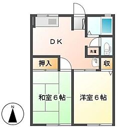 シティハイムまこと 2DKの間取図画像