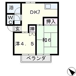 コーポ百栄 2DKの間取図画像