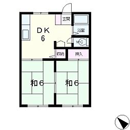 サンシティ田中 2DKの間取図画像