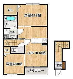 秀豊4号館 2LDKの間取図画像