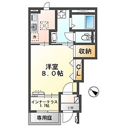 フリージアR 1Kの間取図画像