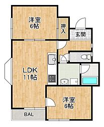 ハイツジェネシス 2LDKの間取図画像