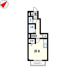 シダーコンフォール壱番館 ワンルームの間取図画像