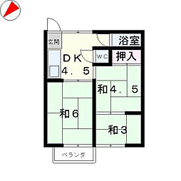 佐野マンション 1LDKの間取図画像