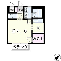 シャトル孝 1Kの間取図画像