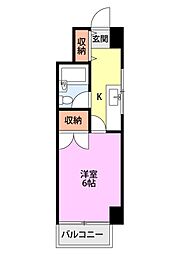 リバティープラザ東堀2 1Kの間取図画像