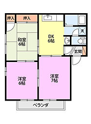 リバーサイドヒルズA 3DKの間取図画像