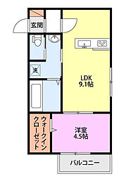 メモワール万代 1LDKの間取図画像