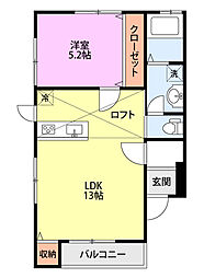 グランドジュレー浜松町 1LDKの間取図画像