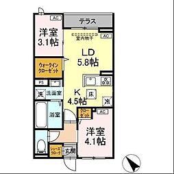 セレスティア白鳥 2LDKの間取図画像