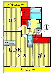 JR常磐線 金町駅 徒歩21分の賃貸アパート 3階2LDKの間取り